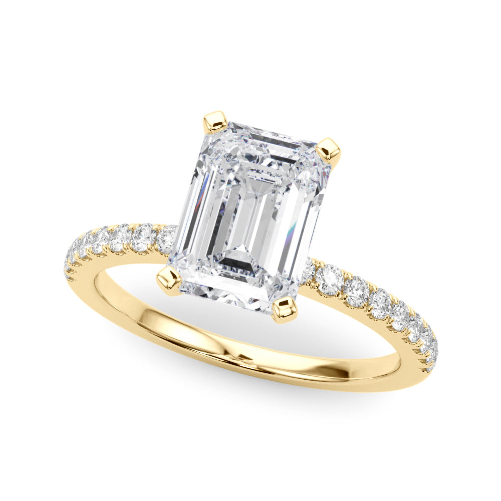 Lustrous 51162 Shank Round Diamond Engagement Ring — 9K/18K Gold & Platinum