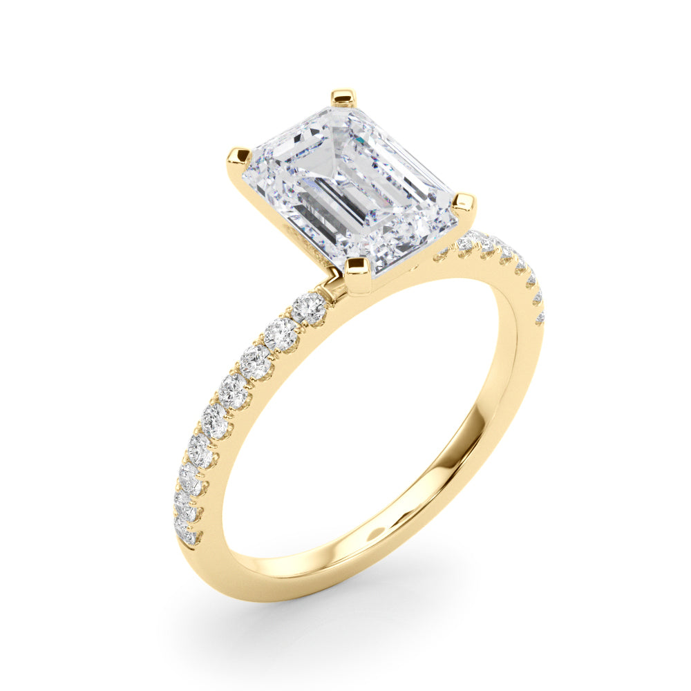 Lustrous 51162 Shank Round Diamond Engagement Ring — 9K/18K Gold & Platinum
