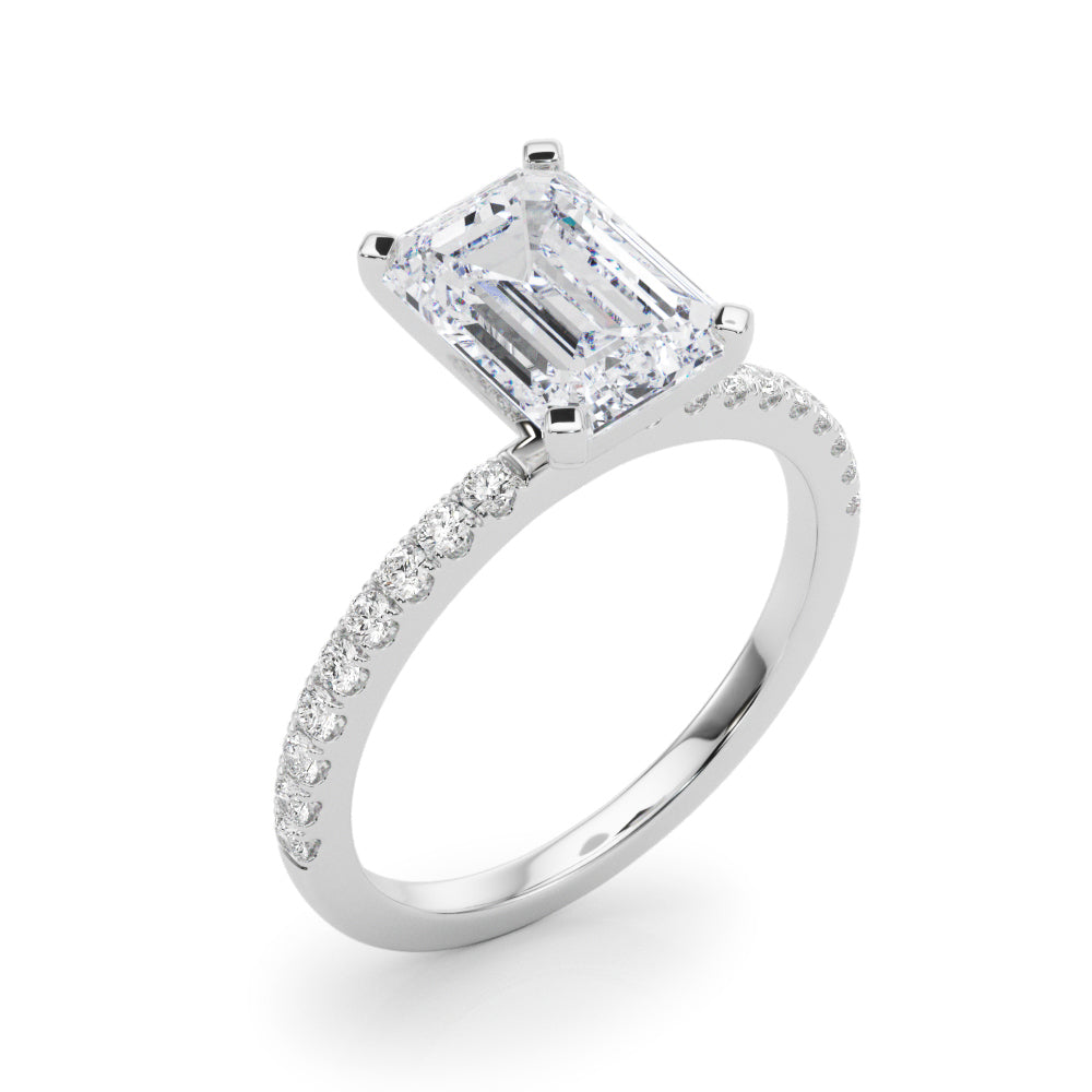 Lustrous 51162 Shank Round Diamond Engagement Ring — 9K/18K Gold & Platinum
