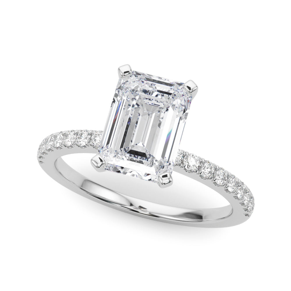 Lustrous 51162 Shank Round Diamond Engagement Ring — 9K/18K Gold & Platinum