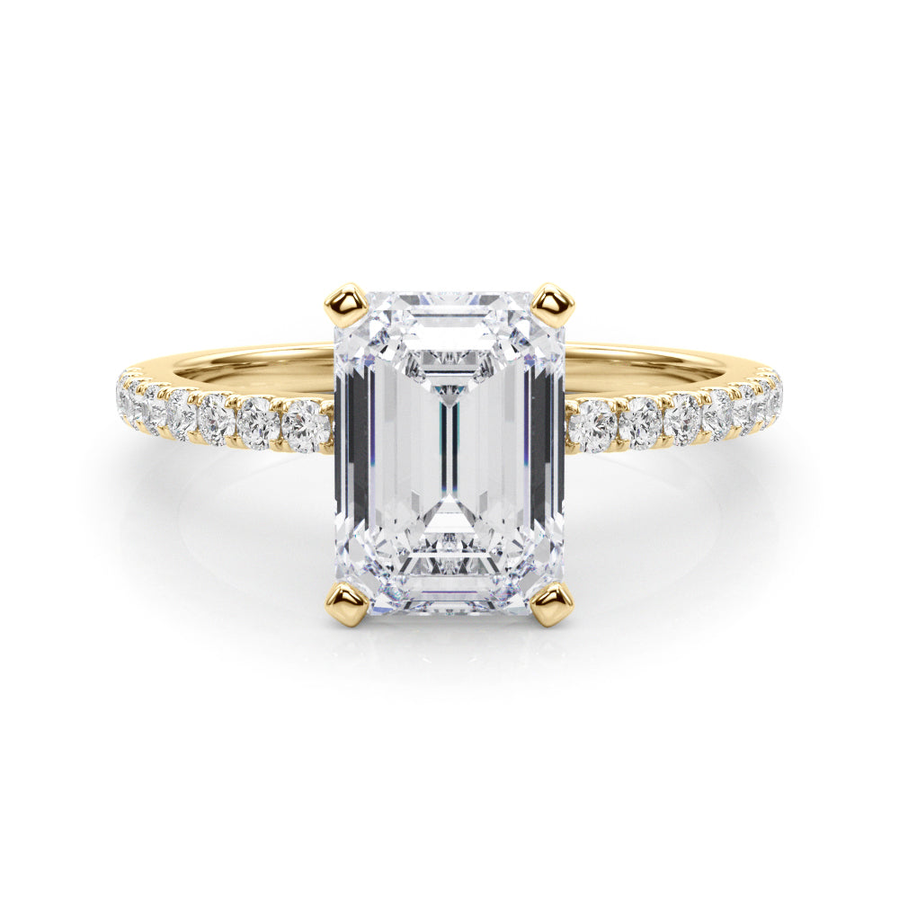 Lustrous 51162 Shank Round Diamond Engagement Ring — 9K/18K Gold & Platinum