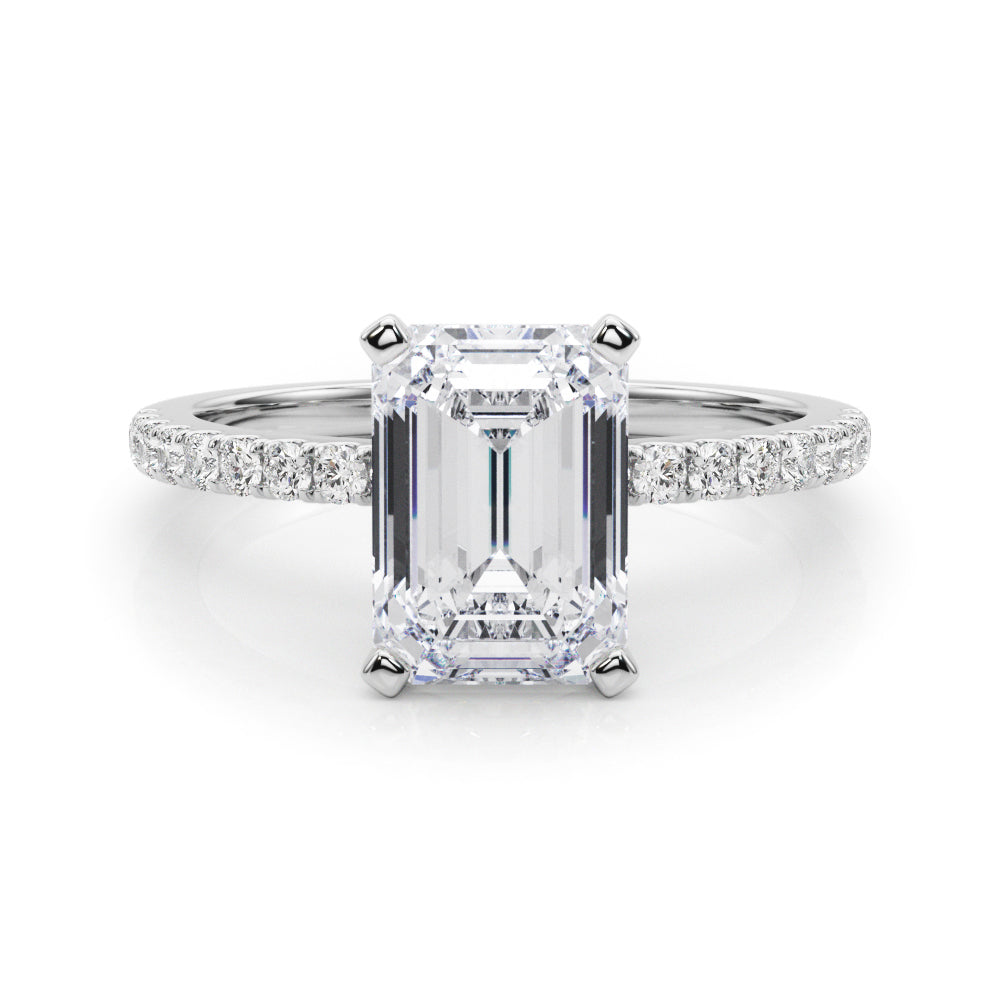 Lustrous 51162 Shank Round Diamond Engagement Ring — 9K/18K Gold & Platinum