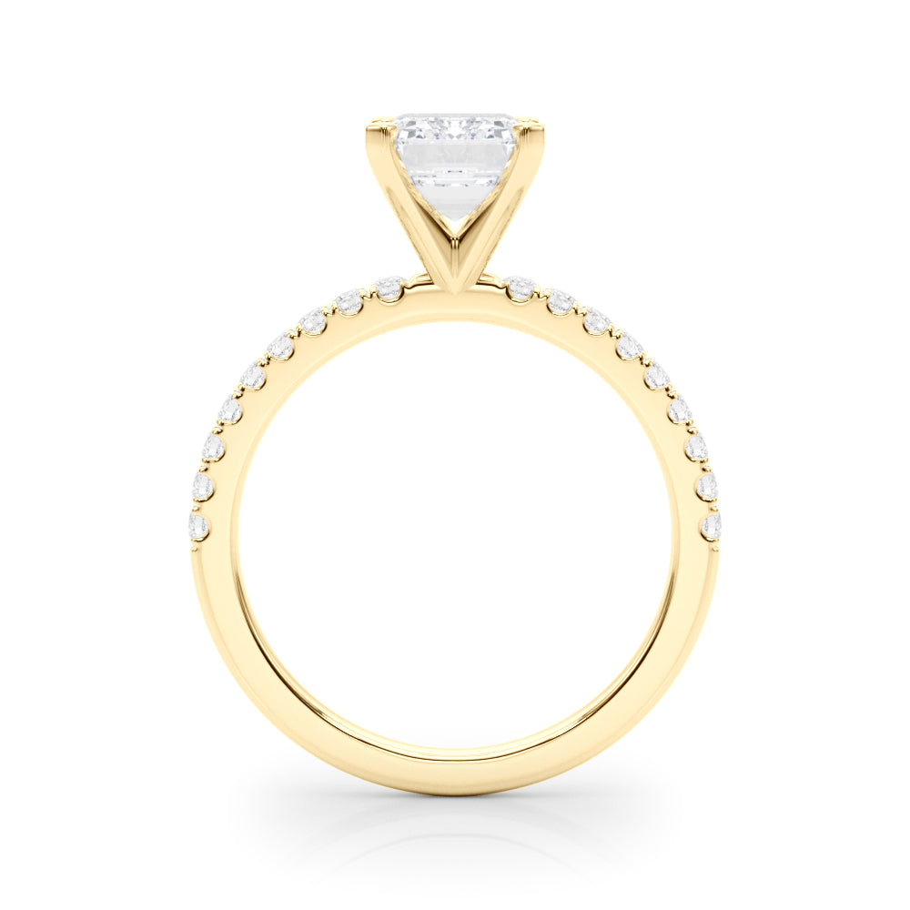 Lustrous 51162 Shank Round Diamond Engagement Ring — 9K/18K Gold & Platinum
