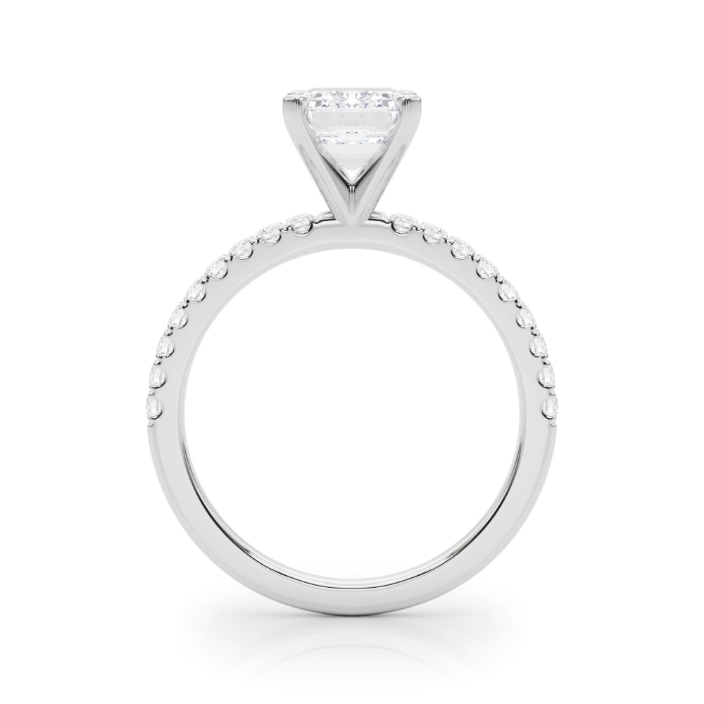 Lustrous 51162 Shank Round Diamond Engagement Ring — 9K/18K Gold & Platinum