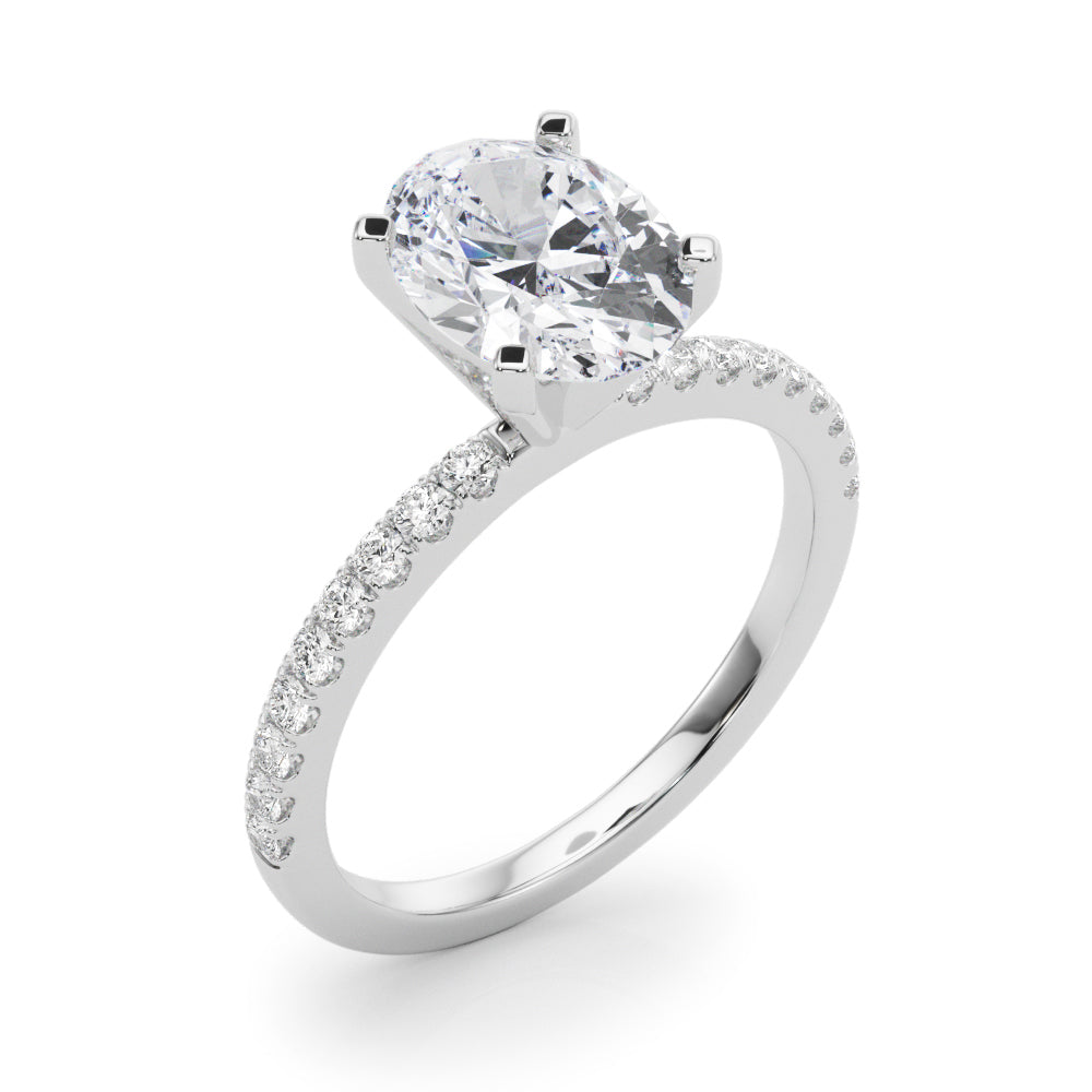 Lustrous 51162 Shank Round Diamond Engagement Ring — 9K/18K Gold & Platinum