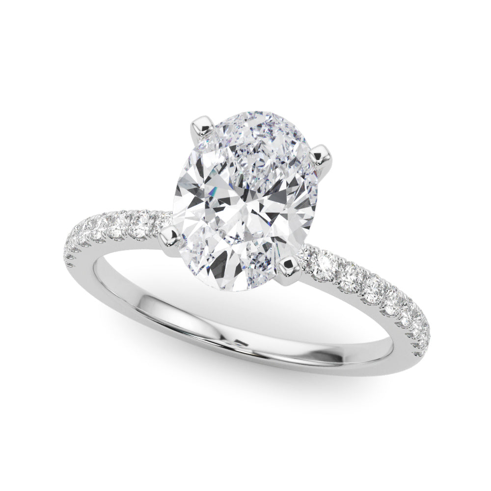 Lustrous 51162 Shank Round Diamond Engagement Ring — 9K/18K Gold & Platinum