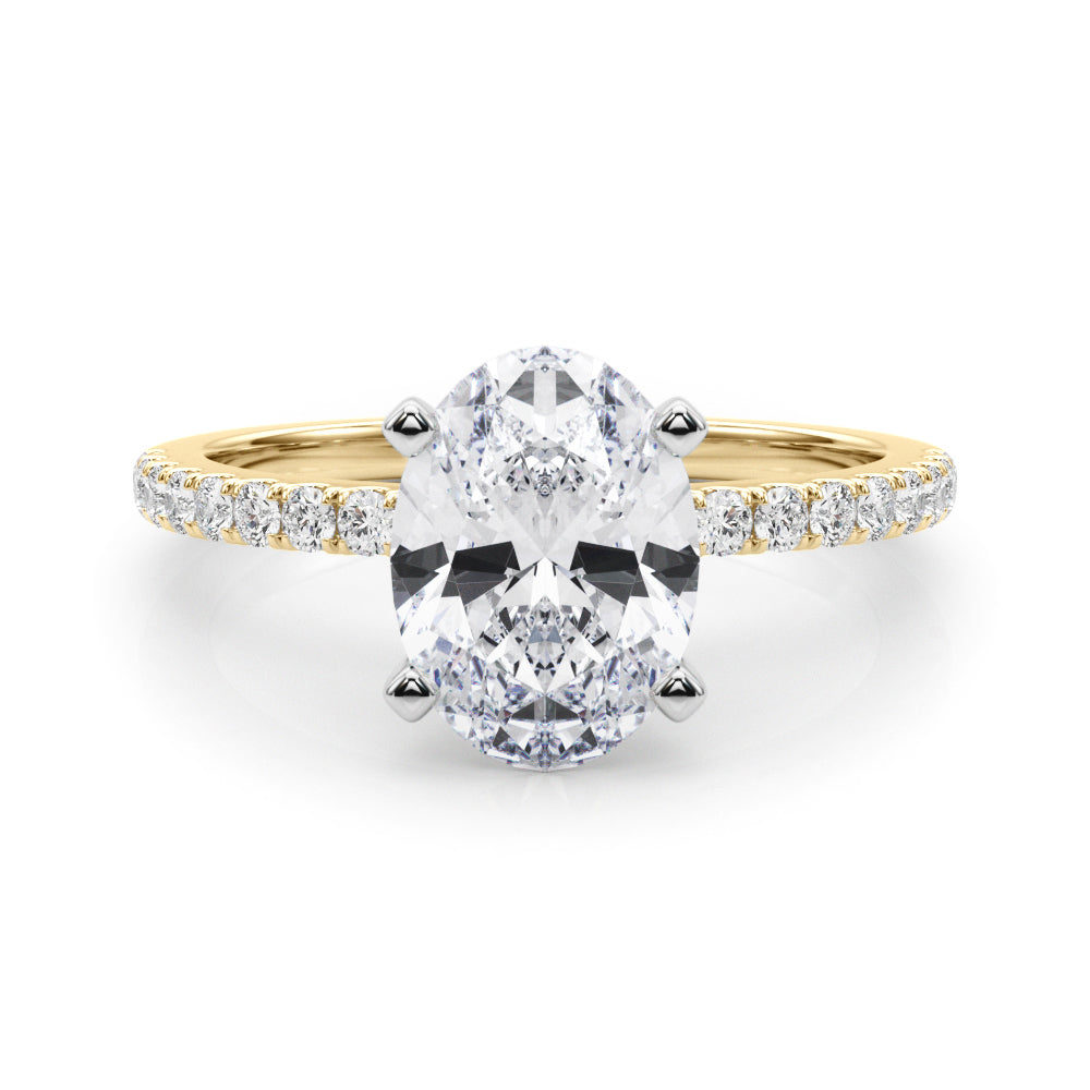 Lustrous 51162 Shank Round Diamond Engagement Ring — 9K/18K Gold & Platinum
