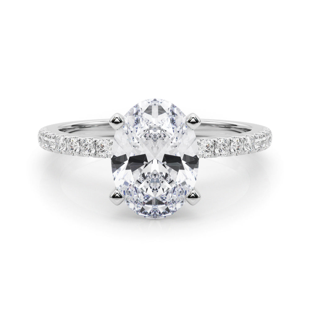 Lustrous 51162 Shank Round Diamond Engagement Ring — 9K/18K Gold & Platinum