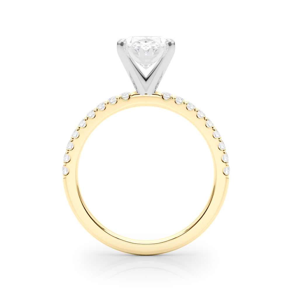 Lustrous 51162 Shank Round Diamond Engagement Ring — 9K/18K Gold & Platinum