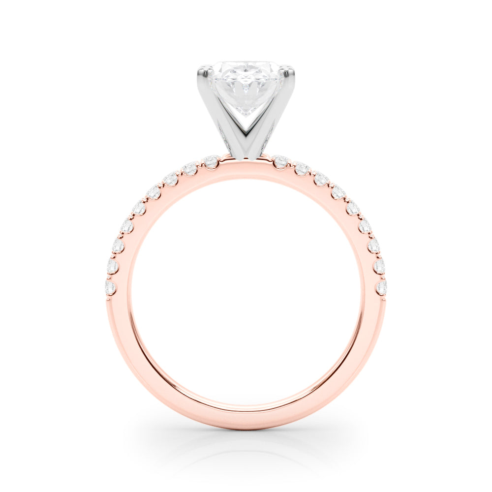 Lustrous 51162 Shank Round Diamond Engagement Ring — 9K/18K Gold & Platinum