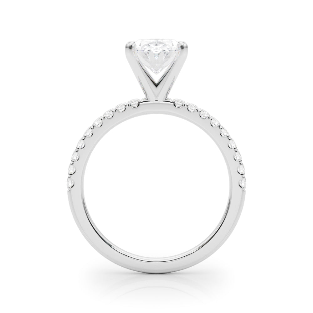 Lustrous 51162 Shank Round Diamond Engagement Ring — 9K/18K Gold & Platinum