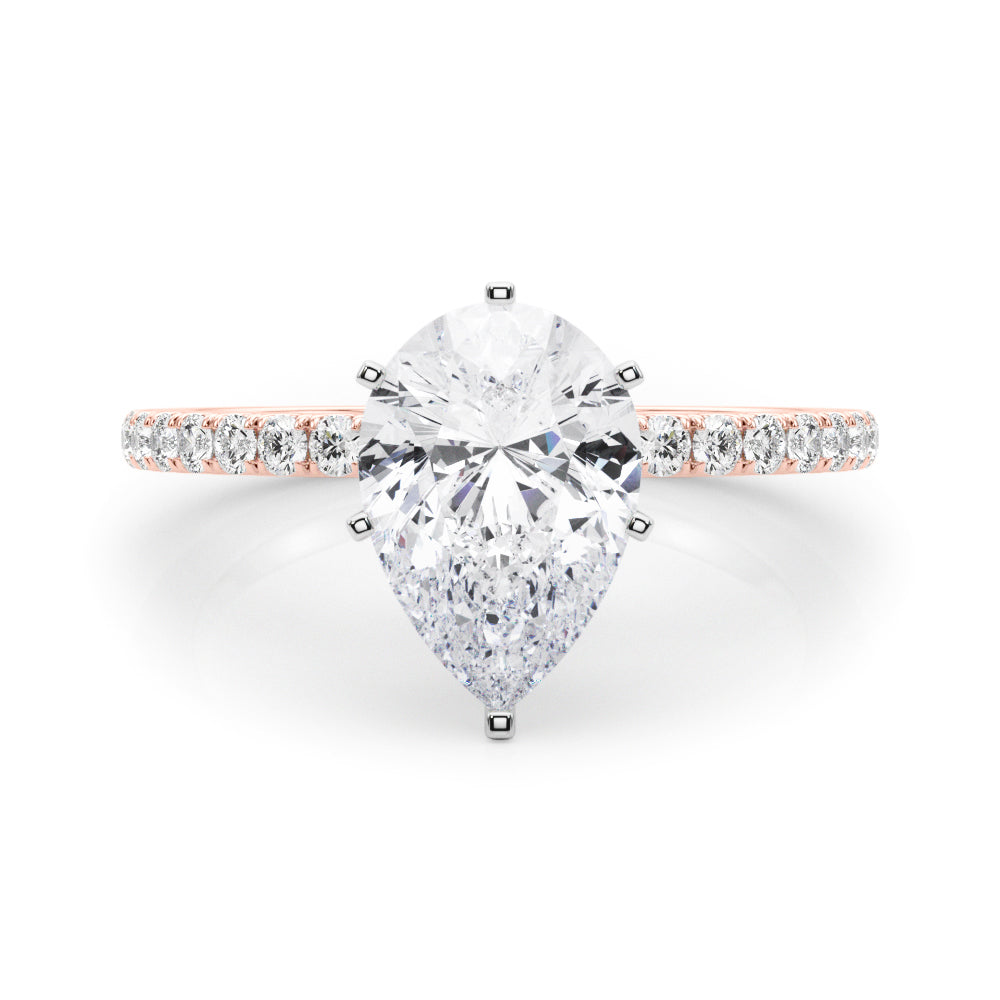 Lustrous 51162 Shank Round Diamond Engagement Ring — 9K/18K Gold & Platinum
