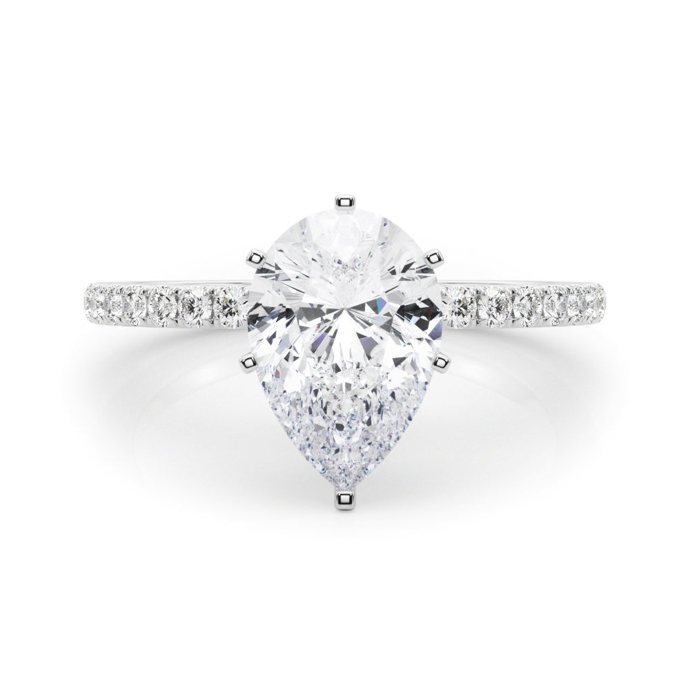 Lustrous 51162 Shank Round Diamond Engagement Ring — 9K/18K Gold & Platinum