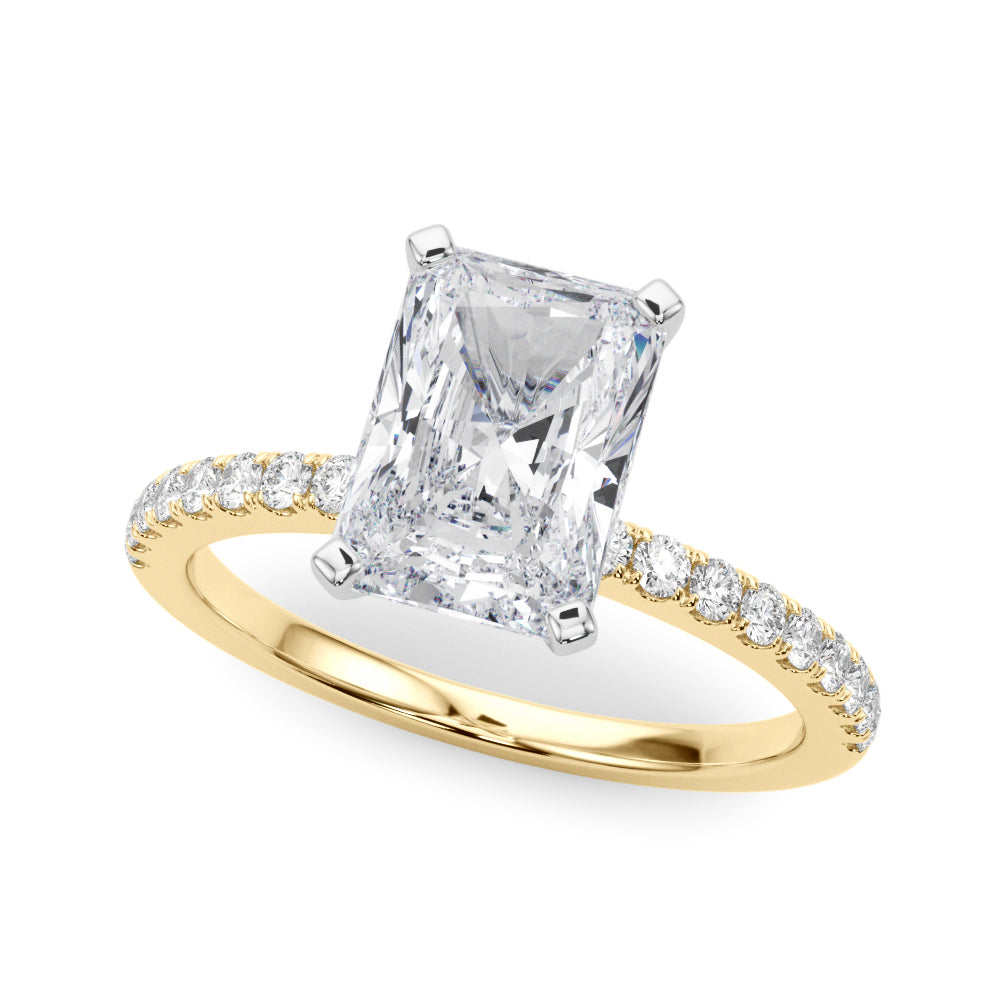 Lustrous 51162 Shank Round Diamond Engagement Ring — 9K/18K Gold & Platinum