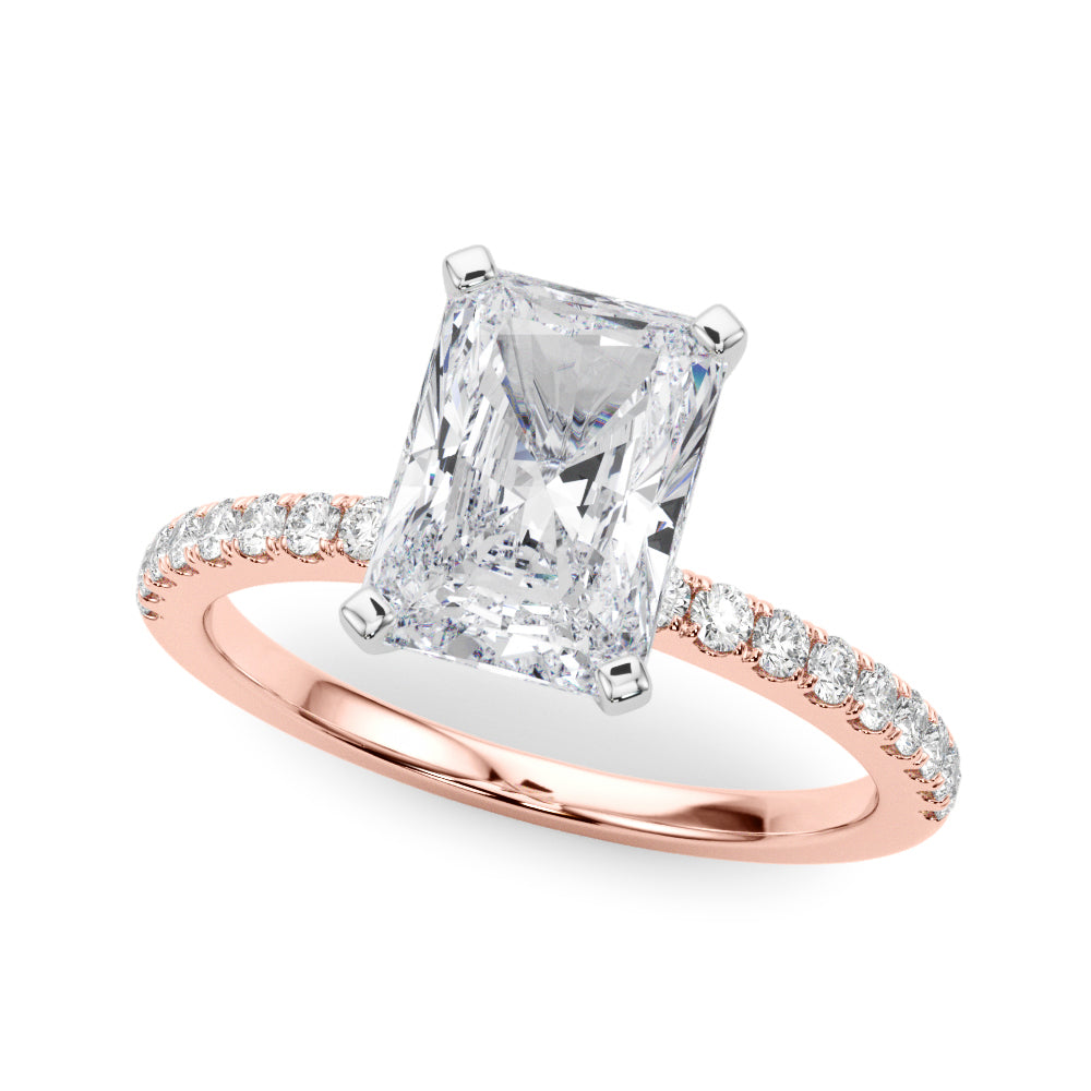 Lustrous 51162 Shank Round Diamond Engagement Ring — 9K/18K Gold & Platinum
