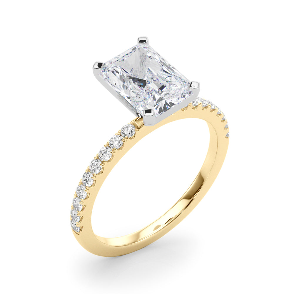 Lustrous 51162 Shank Round Diamond Engagement Ring — 9K/18K Gold & Platinum