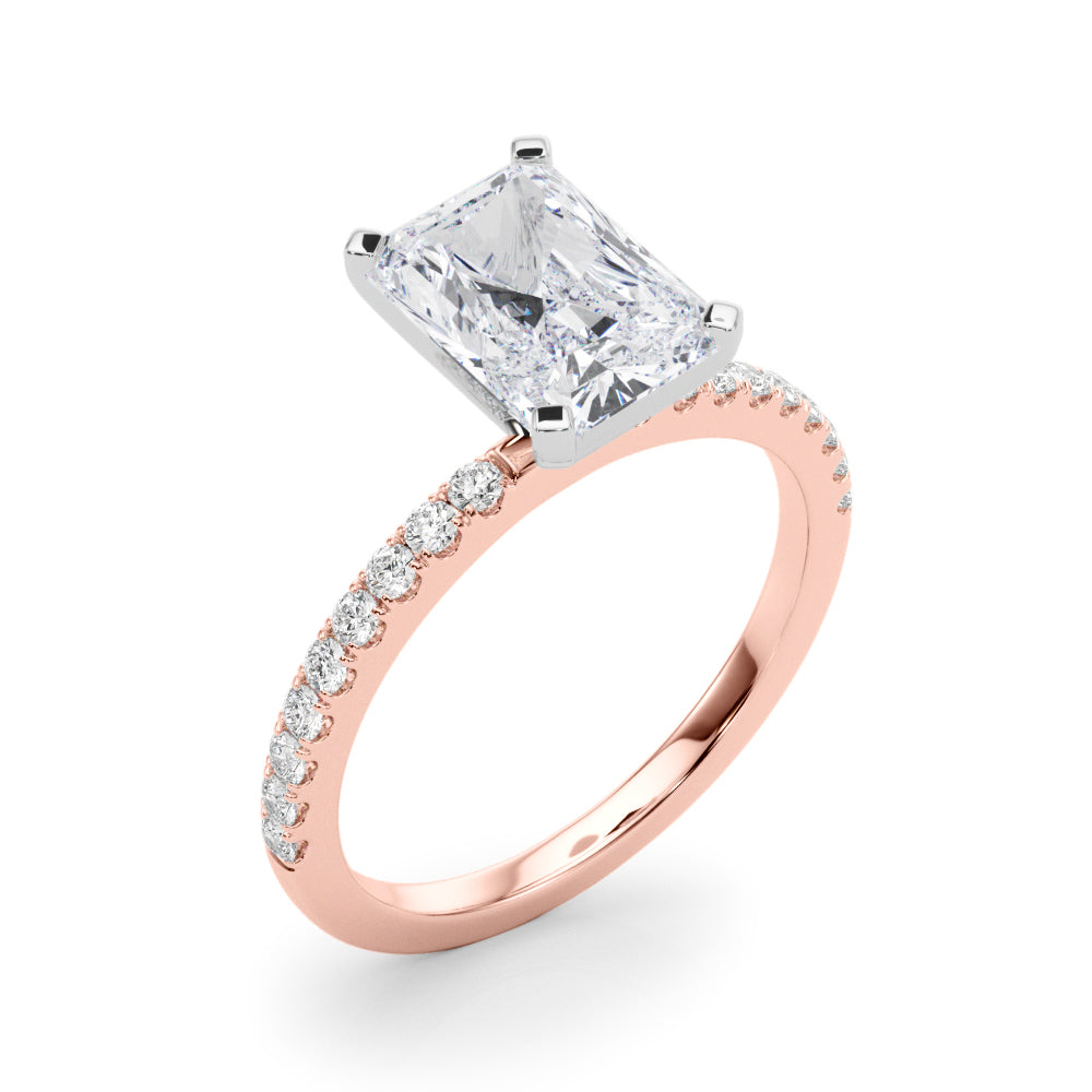 Lustrous 51162 Shank Round Diamond Engagement Ring — 9K/18K Gold & Platinum
