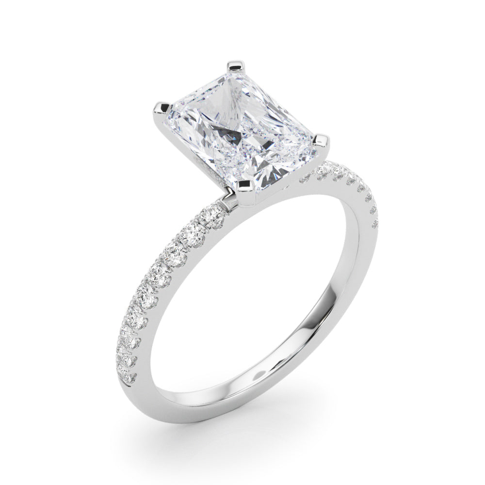 Lustrous 51162 Shank Round Diamond Engagement Ring — 9K/18K Gold & Platinum