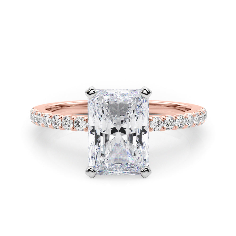 Lustrous 51162 Shank Round Diamond Engagement Ring — 9K/18K Gold & Platinum