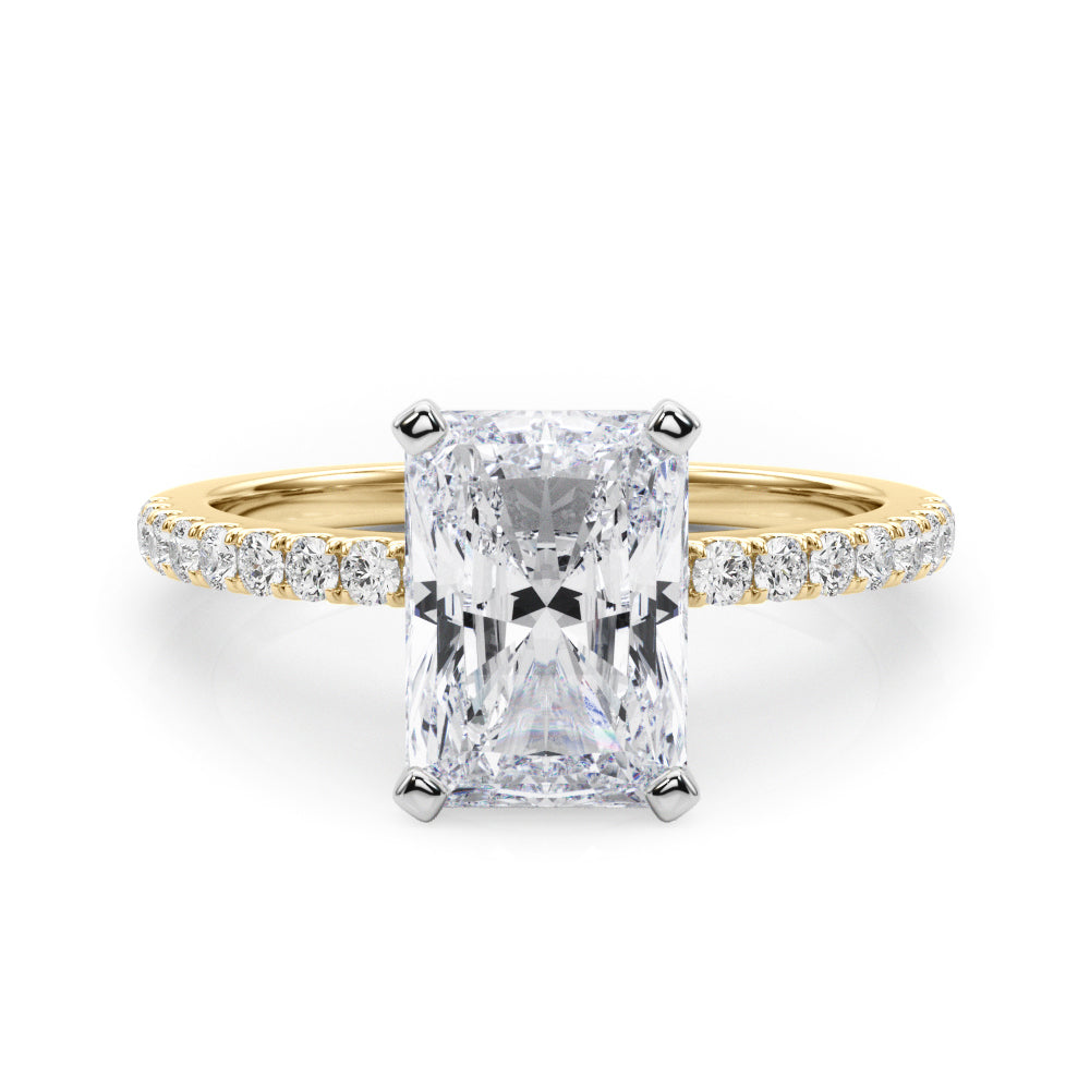 Lustrous 51162 Shank Round Diamond Engagement Ring — 9K/18K Gold & Platinum