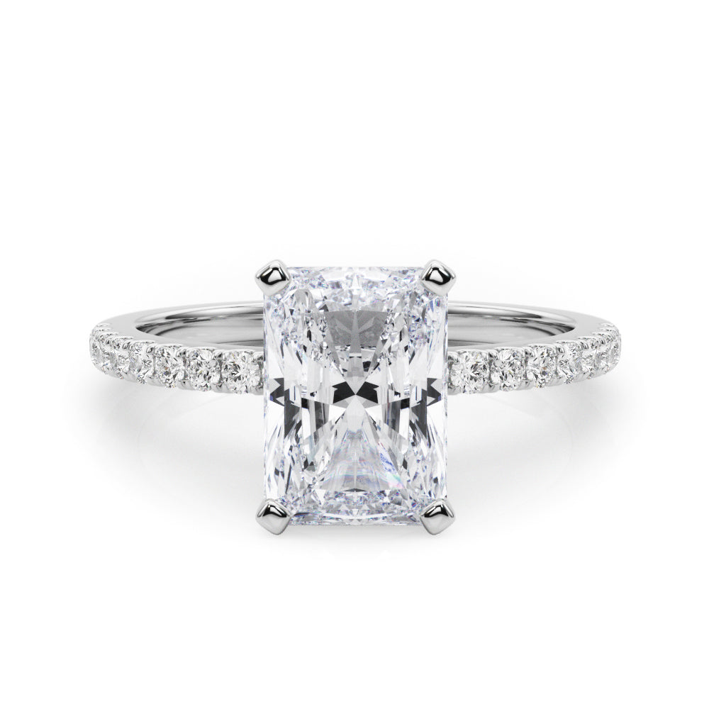 Lustrous 51162 Shank Round Diamond Engagement Ring — 9K/18K Gold & Platinum
