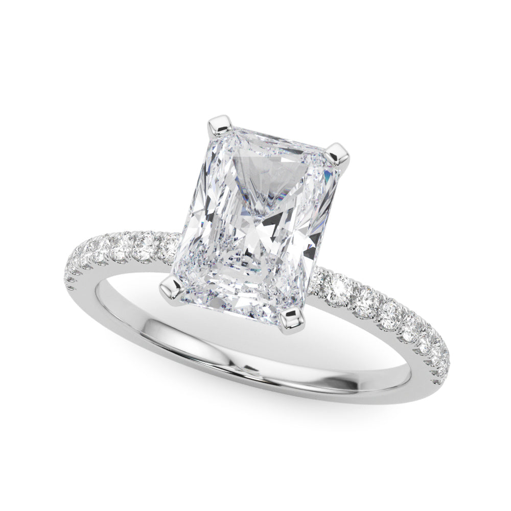 Lustrous 51162 Shank Round Diamond Engagement Ring — 9K/18K Gold & Platinum