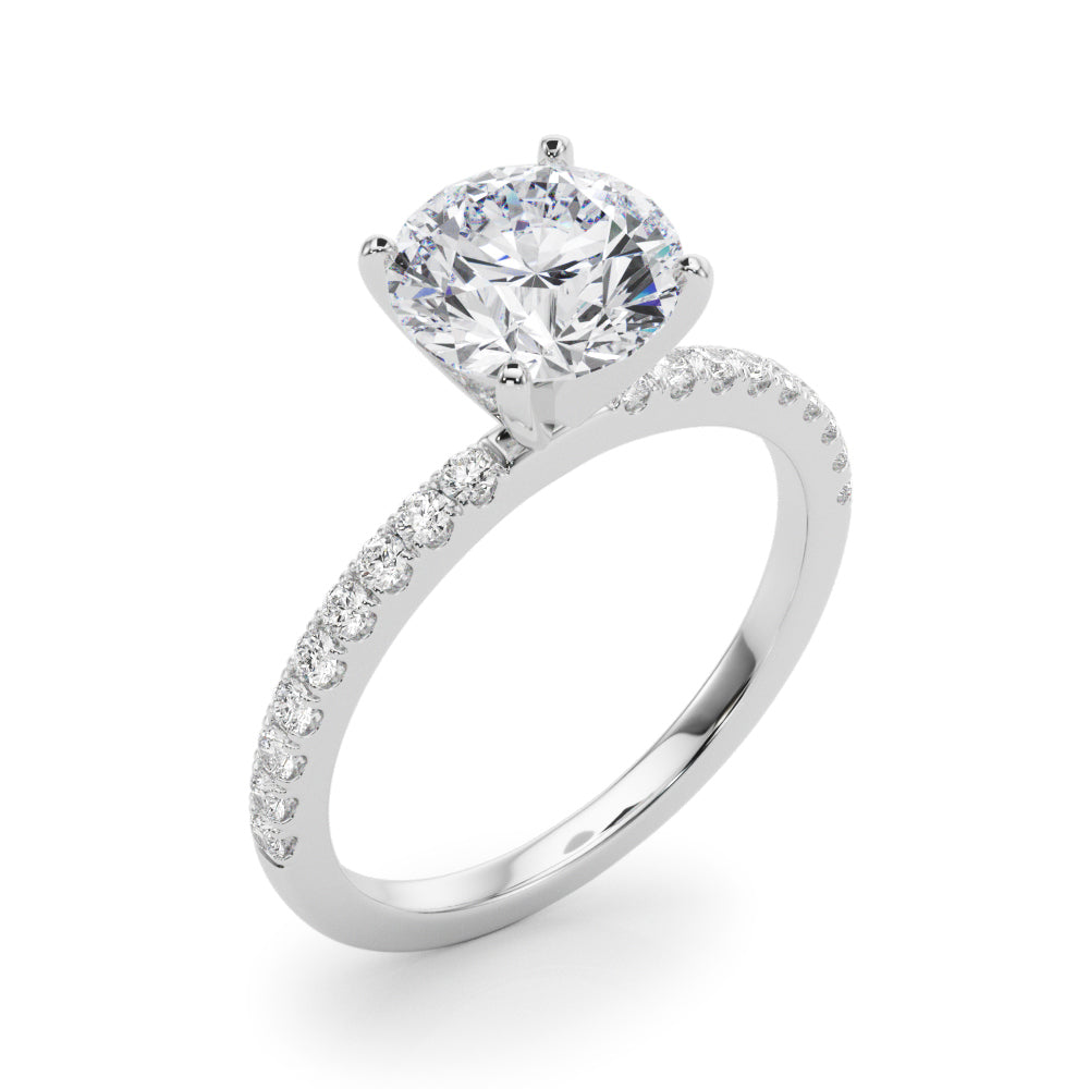 Lustrous 51162 Shank Round Diamond Engagement Ring — 9K/18K Gold & Platinum