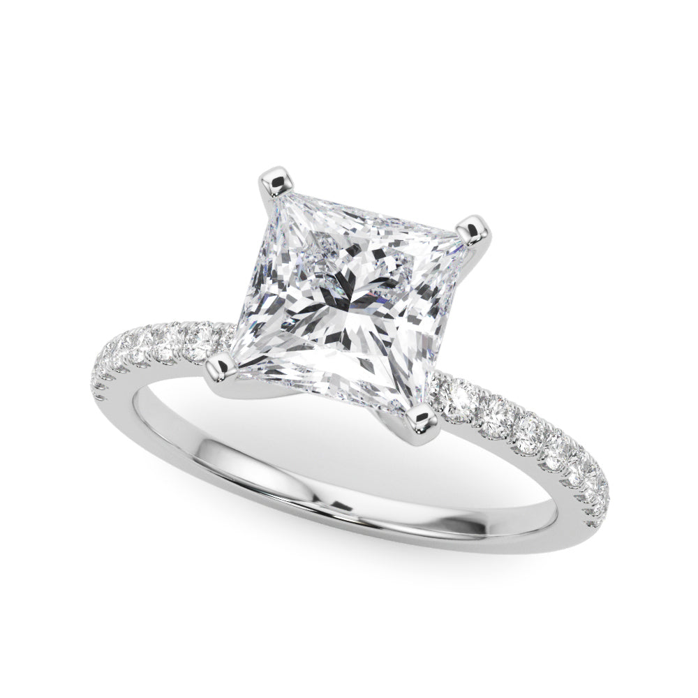 Lustrous 51162 Shank Round Diamond Engagement Ring — 9K/18K Gold & Platinum