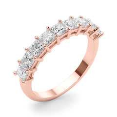 9-Stone Princess Cut Half Eternity Ring in Gold & Platinum