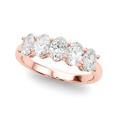 Shared Prong Oval Half Eternity Ring in Gold & Platinum