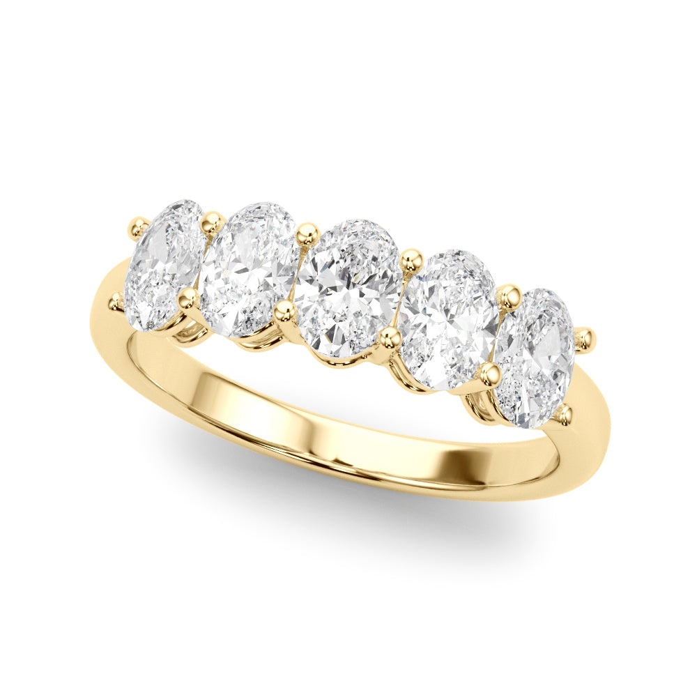 Shared Prong Oval Half Eternity Ring in Gold & Platinum