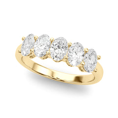Shared Prong Oval Half Eternity Ring in Gold & Platinum