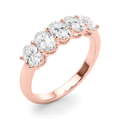 Shared Prong Oval Half Eternity Ring in Gold & Platinum