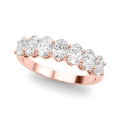 7-Stone Oval Shared Prong Half Eternity Ring in Gold & Platinum