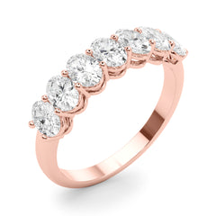 7-Stone Oval Shared Prong Half Eternity Ring in Gold & Platinum