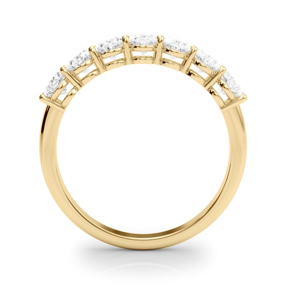 7-Stone Oval Shared Prong Half Eternity Ring in Gold & Platinum