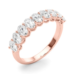 9-Stone Shared Prong Oval Half Eternity Ring in Gold & Platinum