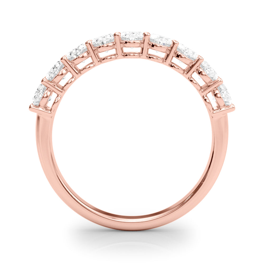 9-Stone Shared Prong Oval Half Eternity Ring in Gold & Platinum