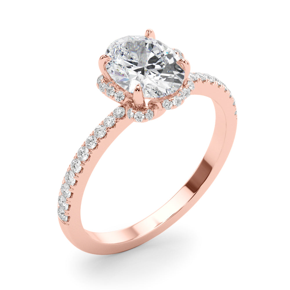 Graceful Cent Oval Diamond Engagement Ring — 9K/18K Gold & Platinum