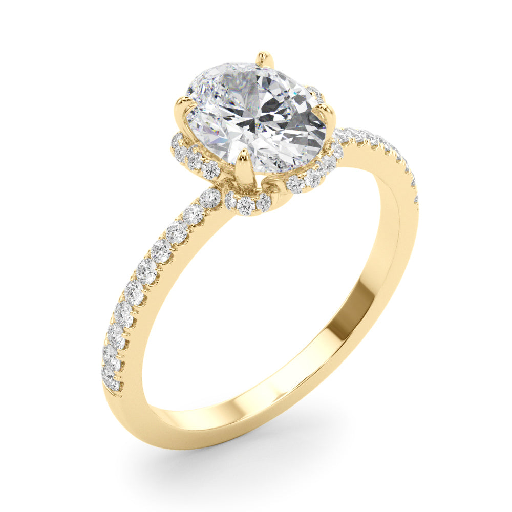 Graceful Cent Oval Diamond Engagement Ring — 9K/18K Gold & Platinum