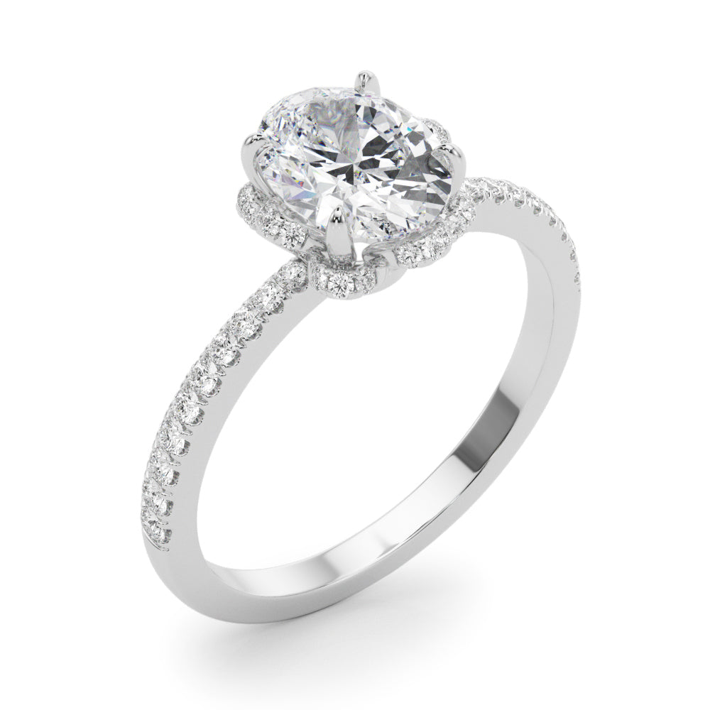 Graceful Cent Oval Diamond Engagement Ring — 9K/18K Gold & Platinum