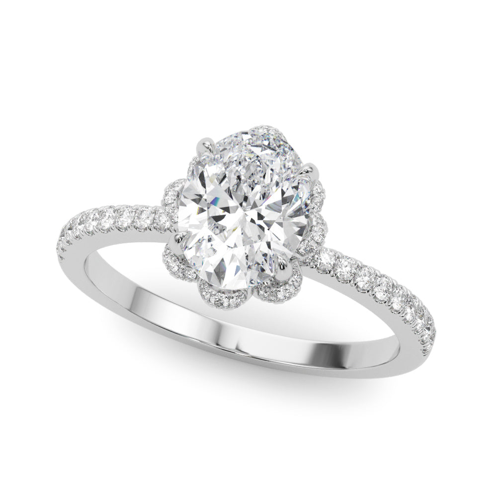 Graceful Cent Oval Diamond Engagement Ring — 9K/18K Gold & Platinum