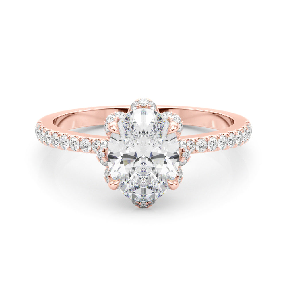 Graceful Cent Oval Diamond Engagement Ring — 9K/18K Gold & Platinum