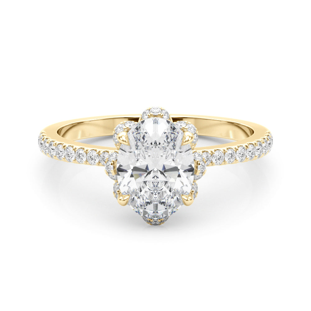 Graceful Cent Oval Diamond Engagement Ring — 9K/18K Gold & Platinum