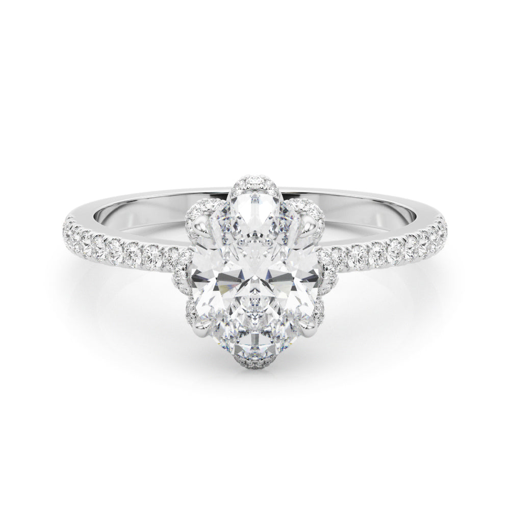 Graceful Cent Oval Diamond Engagement Ring — 9K/18K Gold & Platinum