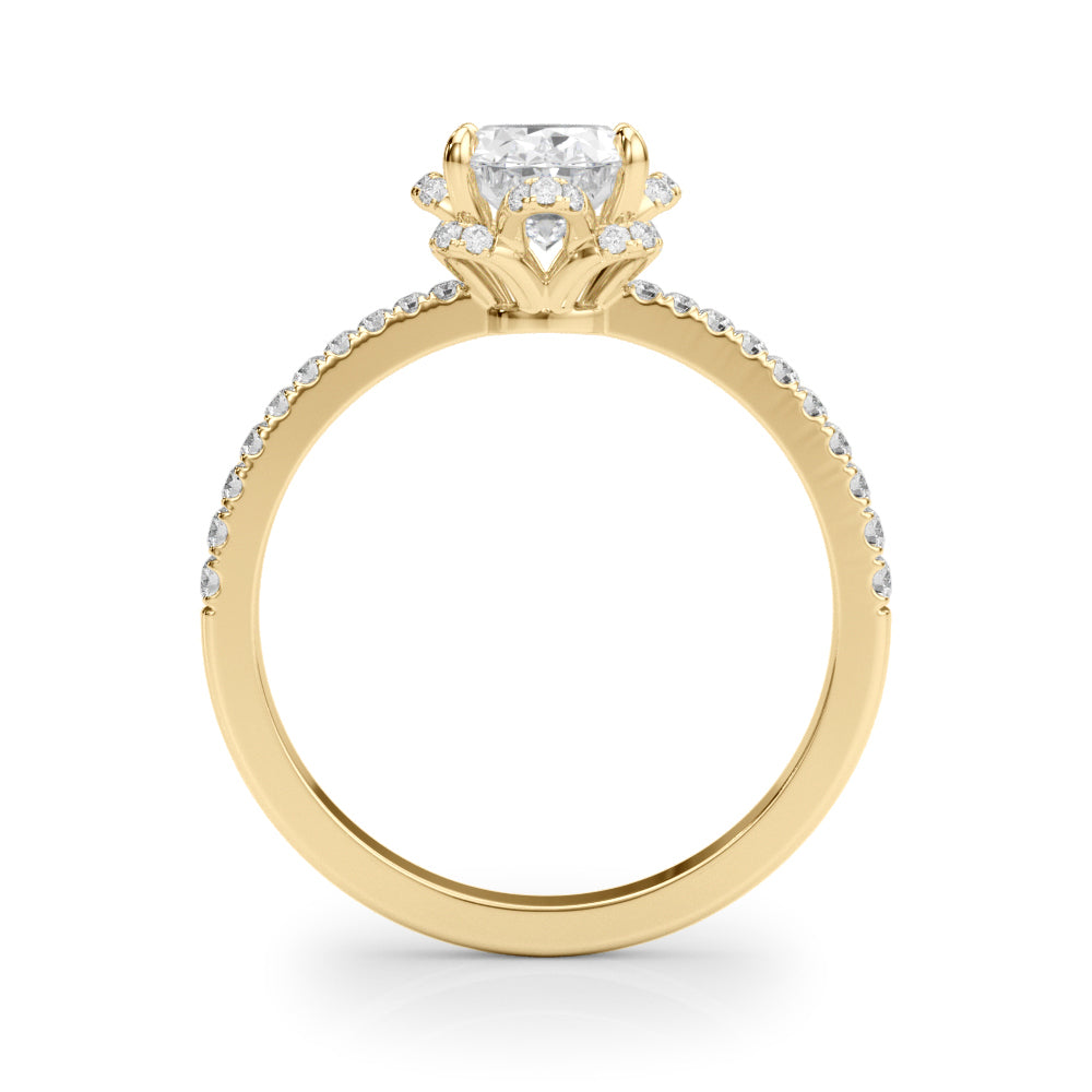 Graceful Cent Oval Diamond Engagement Ring — 9K/18K Gold & Platinum