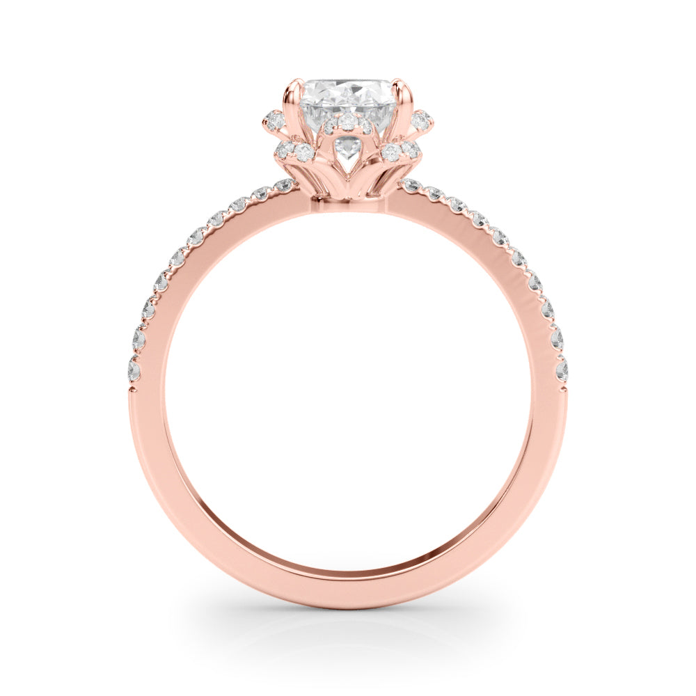 Graceful Cent Oval Diamond Engagement Ring — 9K/18K Gold & Platinum