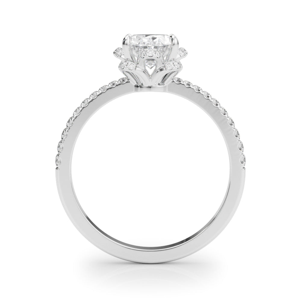 Graceful Cent Oval Diamond Engagement Ring — 9K/18K Gold & Platinum