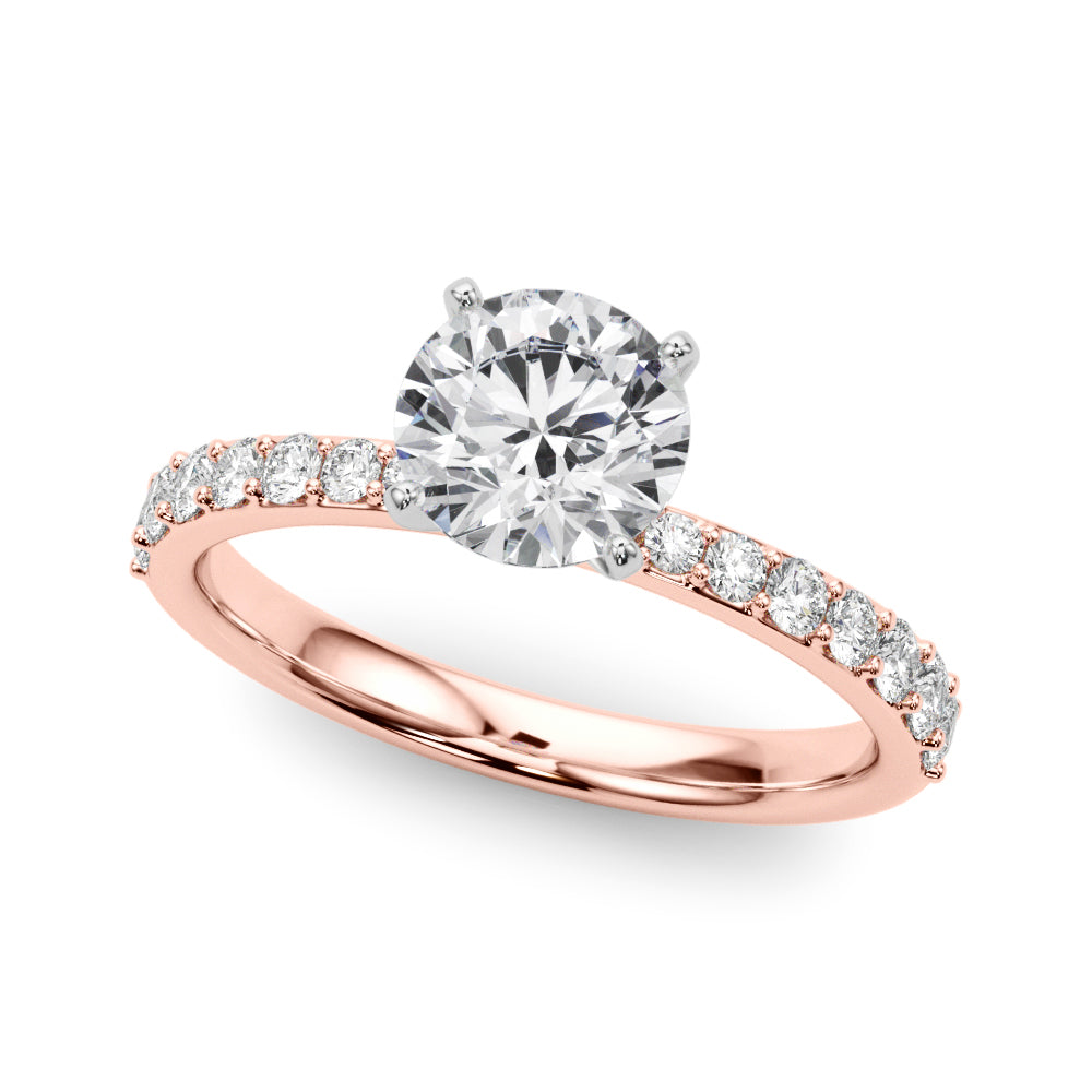 Regal Single Row Round Diamond Engagement Ring — 9K/18K Gold & Platinum
