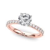 Regal Single Row Round Diamond Engagement Ring — 9K/18K Gold & Platinum